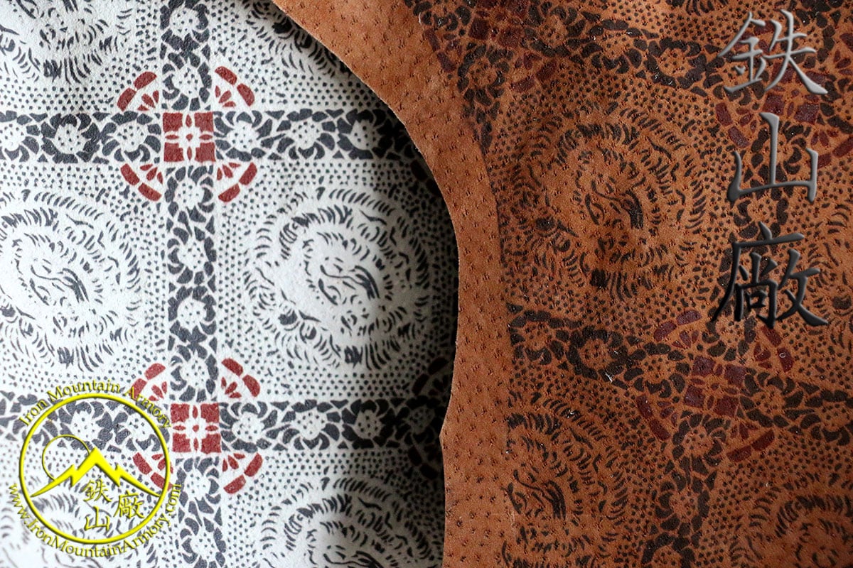 White and Brown Egawa (Traditional Printed Leather) for Samurai Armor