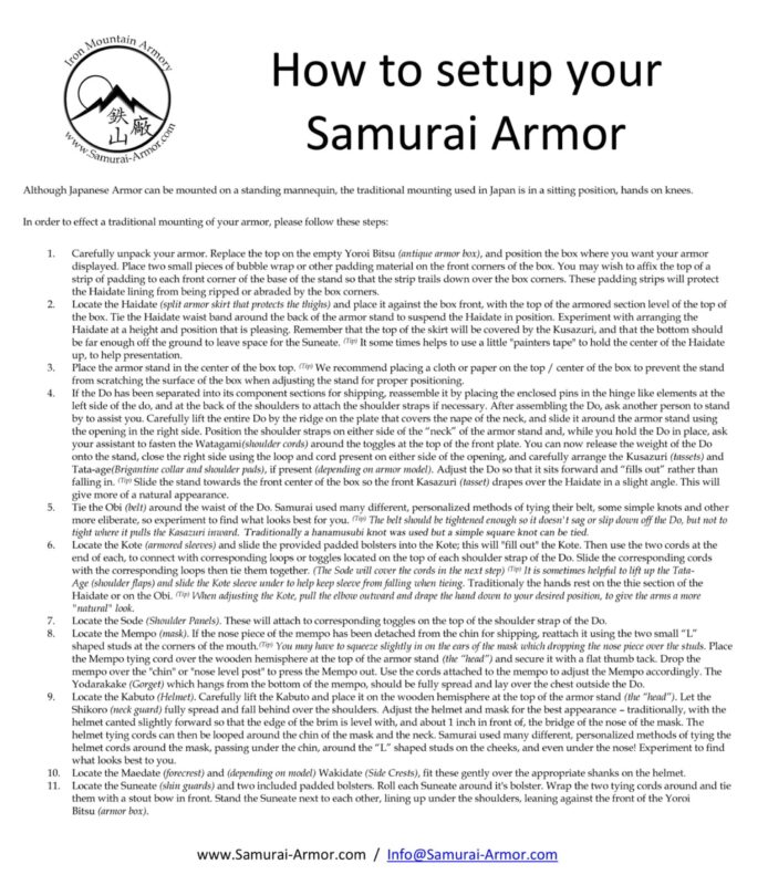 How To Setup Your Samurai Armor