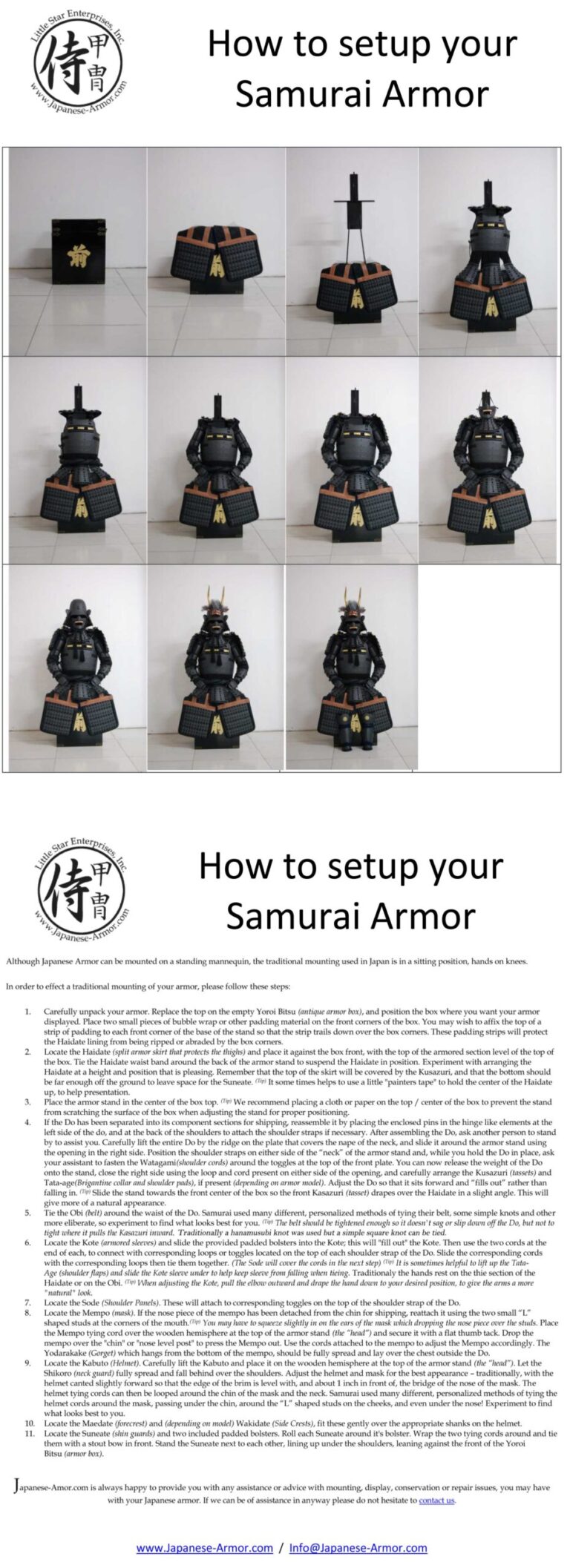 How to set up and display samurai armor set